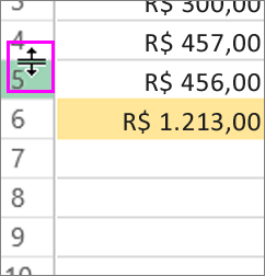 alterar altura da linha