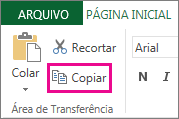 Comando Copiar no grupo Área de Transferência