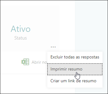 Opção de resumo de impressão no Microsoft Forms
