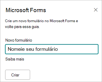 Insira um nome para o novo formulário