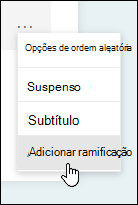 Opção de ramificação no Microsoft Forms