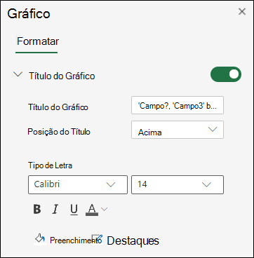 Opções de Título de Gráfico para o Excel na Web