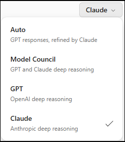 Captura de ecrã: Imagem a mostrar a seleção de Claude modelo