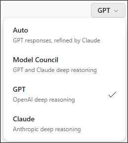 Captura de ecrã: Imagem a mostrar a seleção do modelo GPT