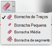 No Mac, o PowerPoint para Office 365 tem quatro borrachas para tinta digital.