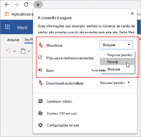 Altere a configuração para Permitir.