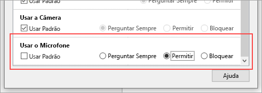Altere a configuração para Permitir.