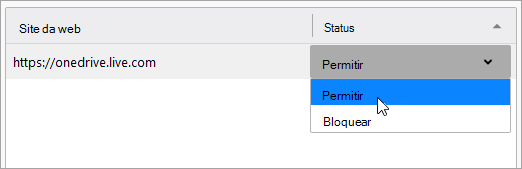 Em Status, selecione Permitir.