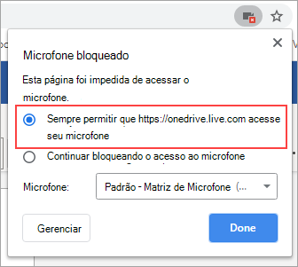 Selecione a opção para sempre permitir acesso.