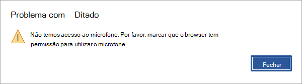 Problema com a mensagem de erro de ditado