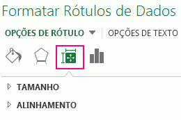 Formatar Rótulos de Dados Tamanho & painel e ícone Propriedades