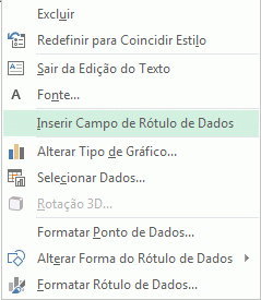 Comando Inserir Campo de Rótulo de Dados no menu de atalho