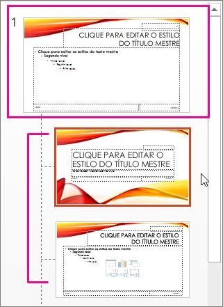 Slide mestre e dois layouts