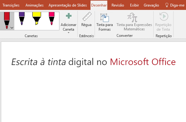 Hello está escrito na tela do PowerPoint em tinta digital.