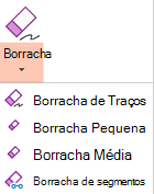 O PowerPoint para Office 2019 tem quatro borrachas para tinta digital.
