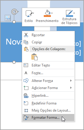 Selecione Formatar Forma.
