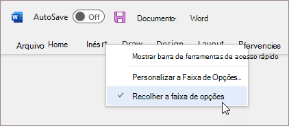 Expandir a faixa de opções
