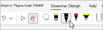 Captura de tela da guia Desenhar com canetas.