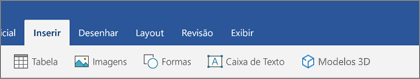 A guia inserir da faixa de opções mostrando o botão Modelos 3D