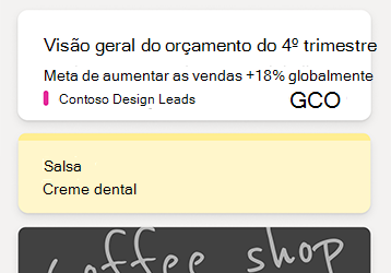 Exemplo de anotações no feed do OneNote