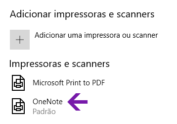 Menu de seleção do local do bloco de anotações no OneNote para Windows 10