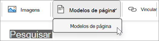 Modelos de Página no separador Inserir
