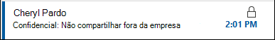 Uma mensagem com permissões restritas terá um ícone de bloqueio mostrado na lista de mensagens.