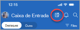 Mostra o ícone à esquerda do sino de notificação, que mostra emails ou emails de alta prioridade que precisam de uma resposta.