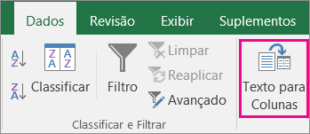 Escolher Texto de Dados > para Colunas