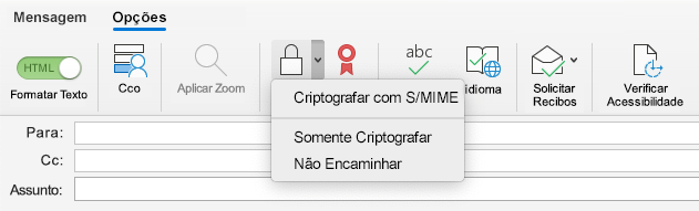Criptografar com a opção S/MIME