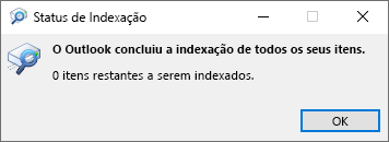 Estado de Indexação da pesquisa do Outlook