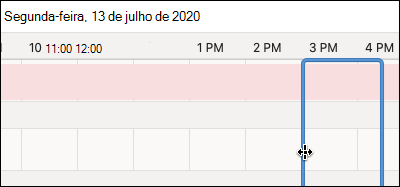 A caixa azul para tempo de reserva no Assistente de Agendamento.
