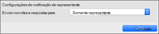 Opções de notificação de delegado.