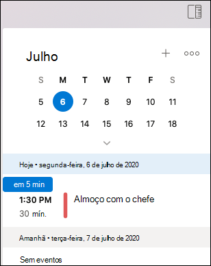 Menu O Meu Dia para o Outlook Mac.