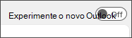 Captura de tela de Experimentar o novo alternância do Outlook