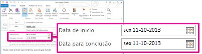 Propriedades de Datas de Início e de Conclusão para uma tarefa atribuída