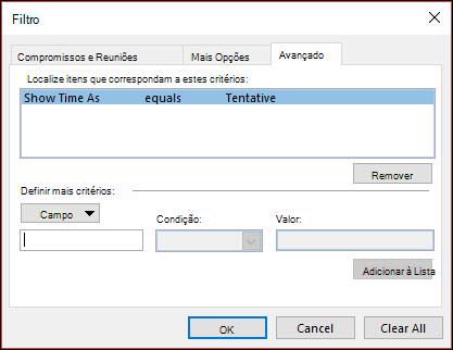 Escolha a partir de qualquer campo de compromisso disponível.