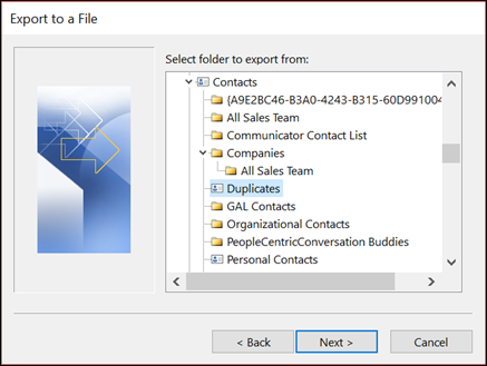 Export from your Duplicates folder.
