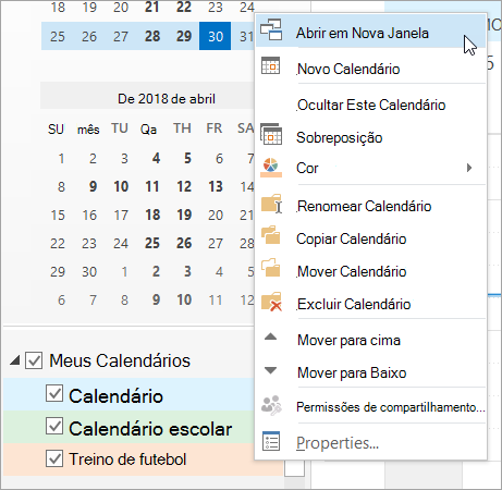Clique em Abrir numa Nova Janela no menu de contexto