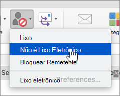 Marcar mensagem como não sendo uma seleção de lixo
