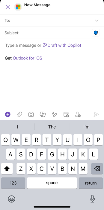 Selecione o ícone anexar (paperclip) para adicionar arquivos ou imagens ao seu email.