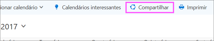 Captura de tela do botão Compartilhar