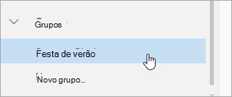 Uma captura de tela de um grupo no painel de navegação