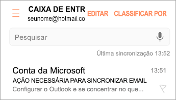 Abra o email que diz a ação necessária