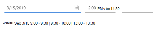 Uma captura de tela dos horários em que um convidado de reunião está disponível