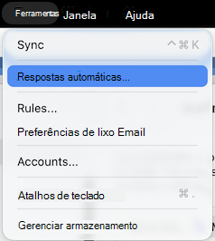 Ferramentas menu Respostas Automáticas
