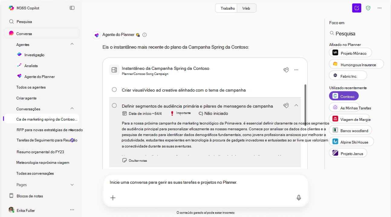 Captura de tela que mostra o Seletor de Planos.