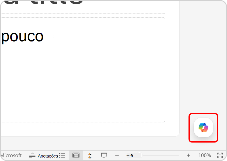 Menu Copilot realçado a vermelho
