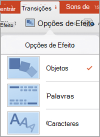 Opções de efeito