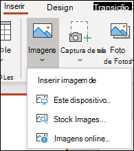 Insira o local da imagem na faixa de opções.